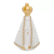 Nossa Senhora Aparecida Perola Branca 10cm Para Decoração