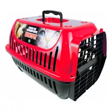 Caixa Transporte N2 Cães E Gatos Pequeno Porta Com 4 Travas Cor Vermelho