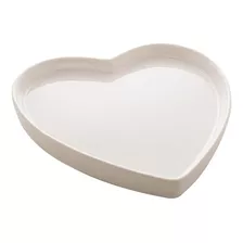 Porta Anéis Cerâmica Heart Branco 17,5x16,5x2 Cm Lyor - 4651