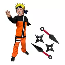 Disfraz Traje Naranjo Naruto Kunai+shuriken Accesorios