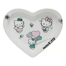 Plato Cerámica Esmaltada Hello Kitty Diseño De Corazón