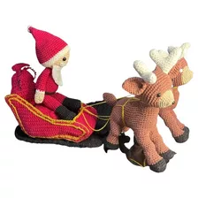 Trenó Do Papai Noel Com Renas Amigurumi Crochê