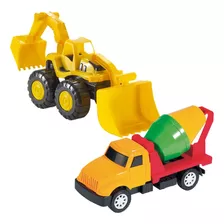 Caminhão Infantil Brinquedo Escavadeira + Caminhão Truck Cor Colorido Personagem Liso