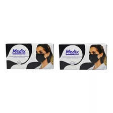 Kit 2 Mascaras Medix Preta Tripla Camada C/anvisa 100 Uni