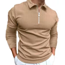 Camisas Polo Masculina Modernas Manga Longa Com Zíper