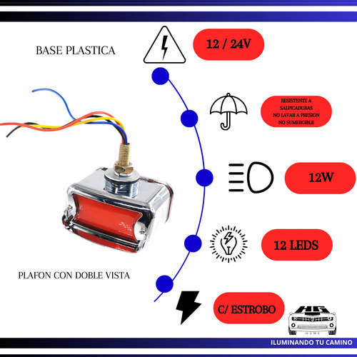 Plafon Direccional Mini Led Gel Rojo/ambar Estrobo 12 / 24v Foto 5