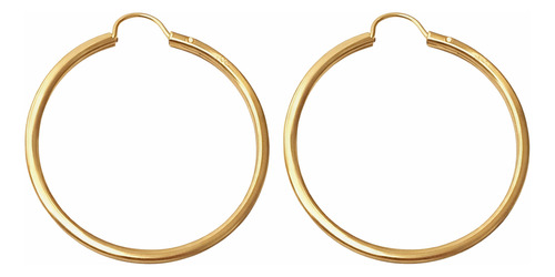 Brinco Argola Italiana De Ouro 18k 750 Média 2,5cm Amarelo