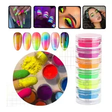 Polvo Fluorecente Uñas Y Maquillaje Make Up X 6 Colores