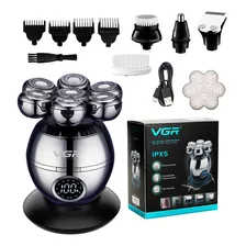 Kit 5en1 Cortadora Pelo Shaver Nariz Masajeador Vgr V-315 Color Plata