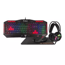 Kit De Teclado Mouse Audífonos Mousepad Gamdias Poseidon M2