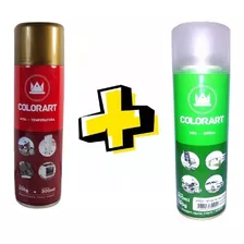 Kit Tinta Spray Alta Temperatura Cor Dourado E Spray Verniz