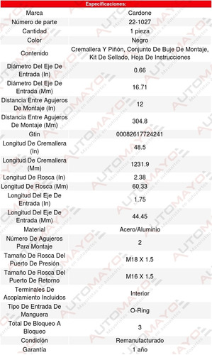 Cremallera Direccion Saturn Relay 05-06 Cardone Foto 5