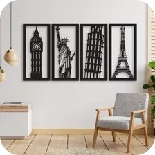 Cuadro Calado Monumentos Eiffel Libertad Pisa Big Ben Set X4
