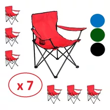 Set 7 Sillas Plegables Jardin Camping Aire Libre Hogar Color Rojo