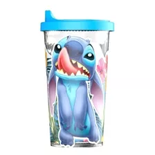 Vaso Tapa Tomadora Grande Stitch Disney 400 Ml.