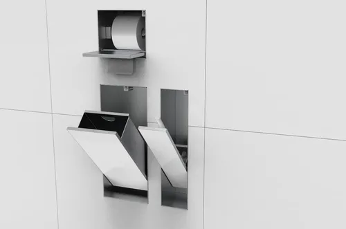 Kit Lixeira + Porta Escova + Spt Papel - Embutir Porcelanato Inox