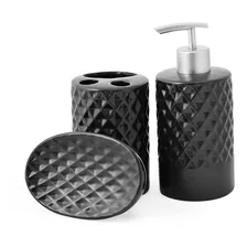 Kit Banheiro Lavabo 3 Peças Preto Fosco Bico De Abacaxi