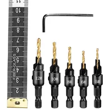 Broca Fresa Escariadora Total 5 Brocas Furo Piloto Cônico