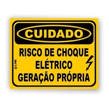 Placa Aviso Geração De Energia Solar Própria Risco De Choque