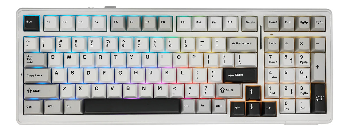 AULA F99 GREY WHITE DARK GREY WIRELESS 98% RGB SW GRAY WOOD V3 INGLES