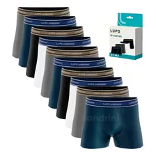 Kit 10 Cueca Boxer Lupo Algodão Box Atacado Masculina Preta