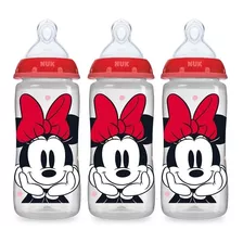 Set De 3 Biberones Nuk Minnie Mouse Anticolicos Color Transparente