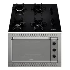 Combo Horno Eléctrico De Empotrar Y Anafe 4 Hornallas Negro 