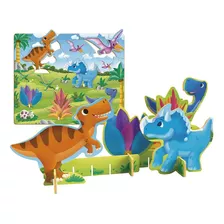 Quebra-cabeca Madeira - Dino Aventura 3d 28pcs - Brinc. De C