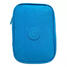 Estojo Escolar Jumbo Grande Masculino Quadrado Organizador Cor Azul-turquesa Liso