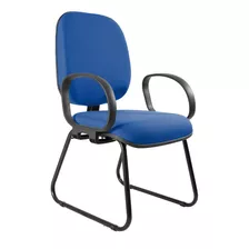 Cadeira Diretor Pé Sky Braços Tecido Azul Com Preto