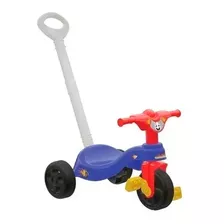 Triciclo Tico Tico Motoca Menino Com Empurrador E Pedal Cor Azul