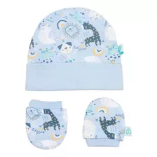 Bambino - Baby Gift Gorrito Y Mitones Celeste Animales