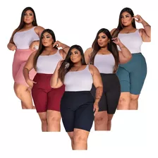 Kit 5 Bermuda Gorgurão Plus Size Feminino Senhora C/elastico