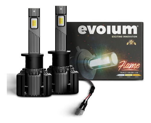 Kit Focos Led Evolum Flame Auto Tricolor 14,000lm Hiperled Foto 2