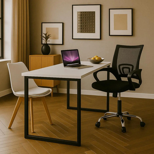 Mesa 120x60 Funcional + Cadeira Mesh Ergonômica Giratória