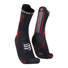 Meia Compressão V4 Trail Médio Preto Vermelho Compressport 