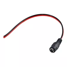 Ficha Conector Hembra Con Cable 12v Cctv Camara Fuente Led Color Negro