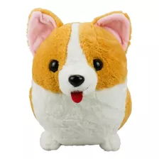 Cachorro Corgis De Pelúcia Com Língua Para Fora Fofo 26 Cm Cor Marrom-claro