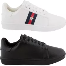 Tenis Combo Dama Urban Shoes 1009 Blanco Negro Casual Urbano