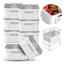 Organizador Geladeira Frutas Legumes Vegetais 8 Potes Cesto Cor Branco