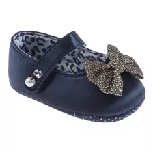 Sapato Fashion Cetim Com Laço Marinho Feminino - Pimpolho