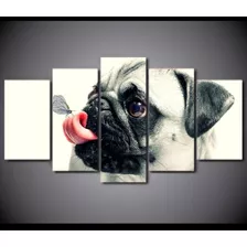 Quadro Mosaico 5 Partes Pug Borboleta Mdf 6mm 60x115