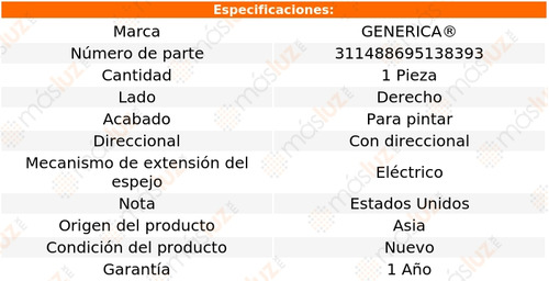 1- Espejo Derecho Elect P/pintar Forte 2014/2018 Genrica Foto 2