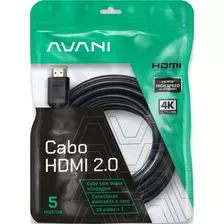 Cabo Hdmi 5m 2.0 19 Pinos Ethernet 5 Metros 4k Ultra Hd 3d