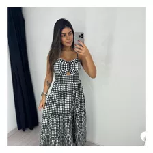 Vestido Midi Em Crepe, Com Lastex Na Parte De Trás