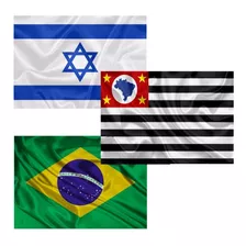 Kit Bandeiras: Brasil + Israel + Estado De Sp (1,5mx0,90cm)