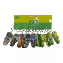 Kit Com 12 Chaveiros Estampados De Metal - Lugares Do Brasil