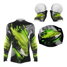 Kit Camiseta + Buff Combo Proteção Solar Pesca Camisa 50 Uv