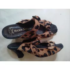 Sandalias Suecos Ricky Sarkany Pelo Animal Print N° 37