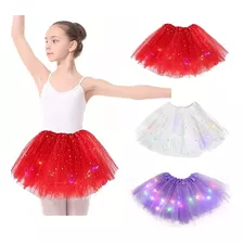 Falda Tutú Elástica Con Luces Led De Neón Para Niñas Ballet